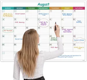 Large Dry Erase Calendar Wall Undated Dry Erase Calendar Erasable Laminated Calendars Wall with 8 Round Stickers