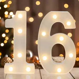 Decorative Led Light Up Numbers, 16th Birthday Decorations, Warm White Led Numbers Lights, Lighted Marquee Number Sign for Sweet 16th Party Decor