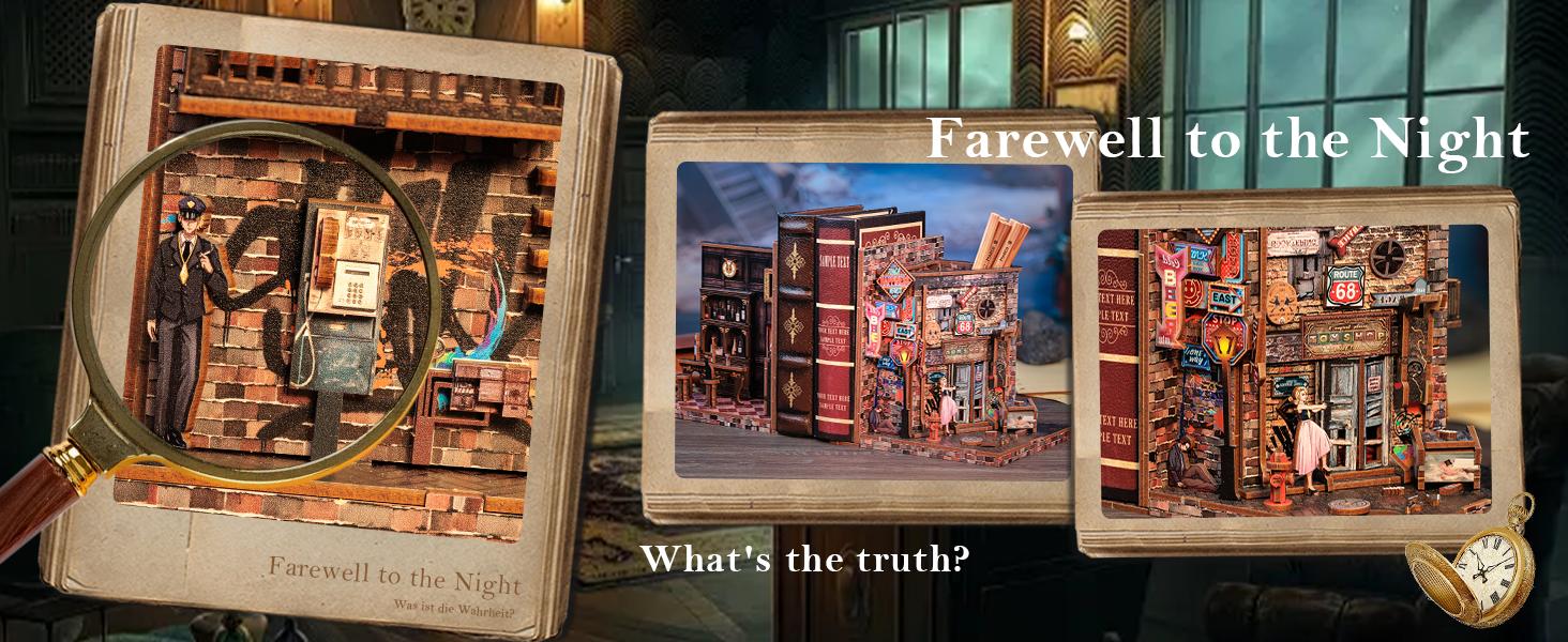 Farewell to the Night Bookend DIY Kit | Detective Theme (Inspired by The Long Goodbye) - Fix Messy Books, Store Pens, Easy to Assemble for Beginners/Teens, Vintage Mystery Decor, Perfect Gift for Detective & Book Lovers Farewell to the Night Bookend DIY Kit | Detective Theme (Inspired by The Long Goodbye) - Fix Messy Books, Store Pens, Easy to Assemble for Beginners/Teens, Vintage Mystery Decor, Perfect Gift for Detective & Book Lovers