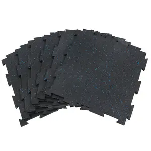 RevTime 6pcs Premium Puzzle Rubber Floor Tile 20"x20"x3/8", 10 mm Thick SBR & EPDM Rubber for Home Gym Floor, Fitness Floor, Exercise Equipment Mats and Garage Floors (17 sq.ft)