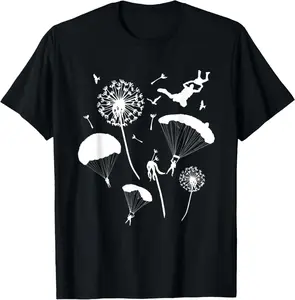 100%cotton Skydivers Dandelions | Extreme Sports | Parachuting Skydiver T-Shirt Top Vintage