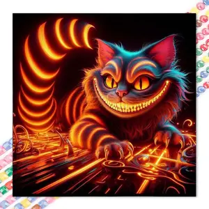 1 set of DIY diamond painting kit, 5D diamond art set, DIY decoration cat, smile, glow in the dark mosaic, diamond art, DIY art home decoration, suitable for Christmas.