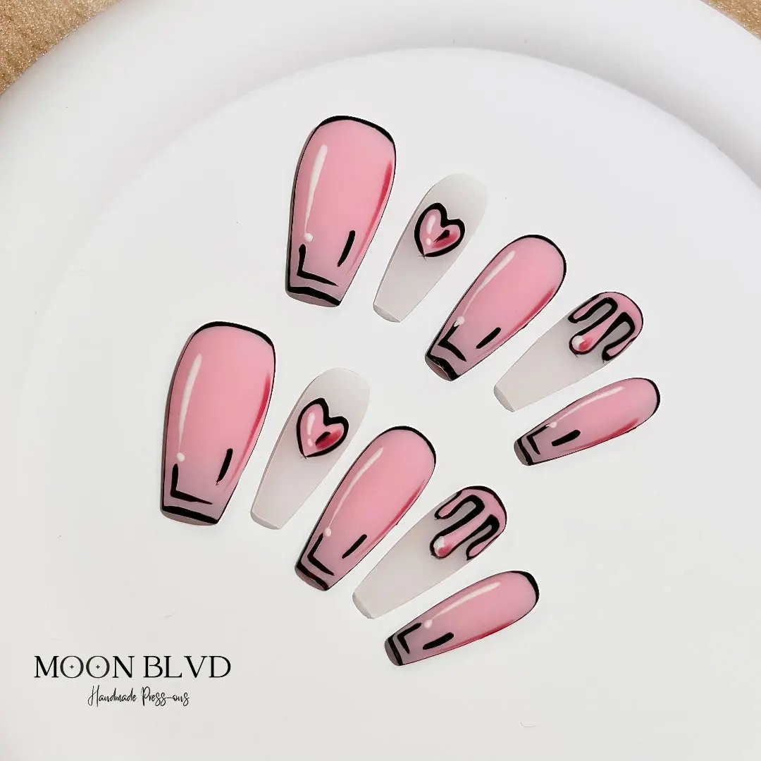Comic Book | 791 Long Coffin | MoonBlvd Nails | Luxury Handmade Press-on Nails | 3D Nail Art Nail Care Nail Polish Manicure Cutics