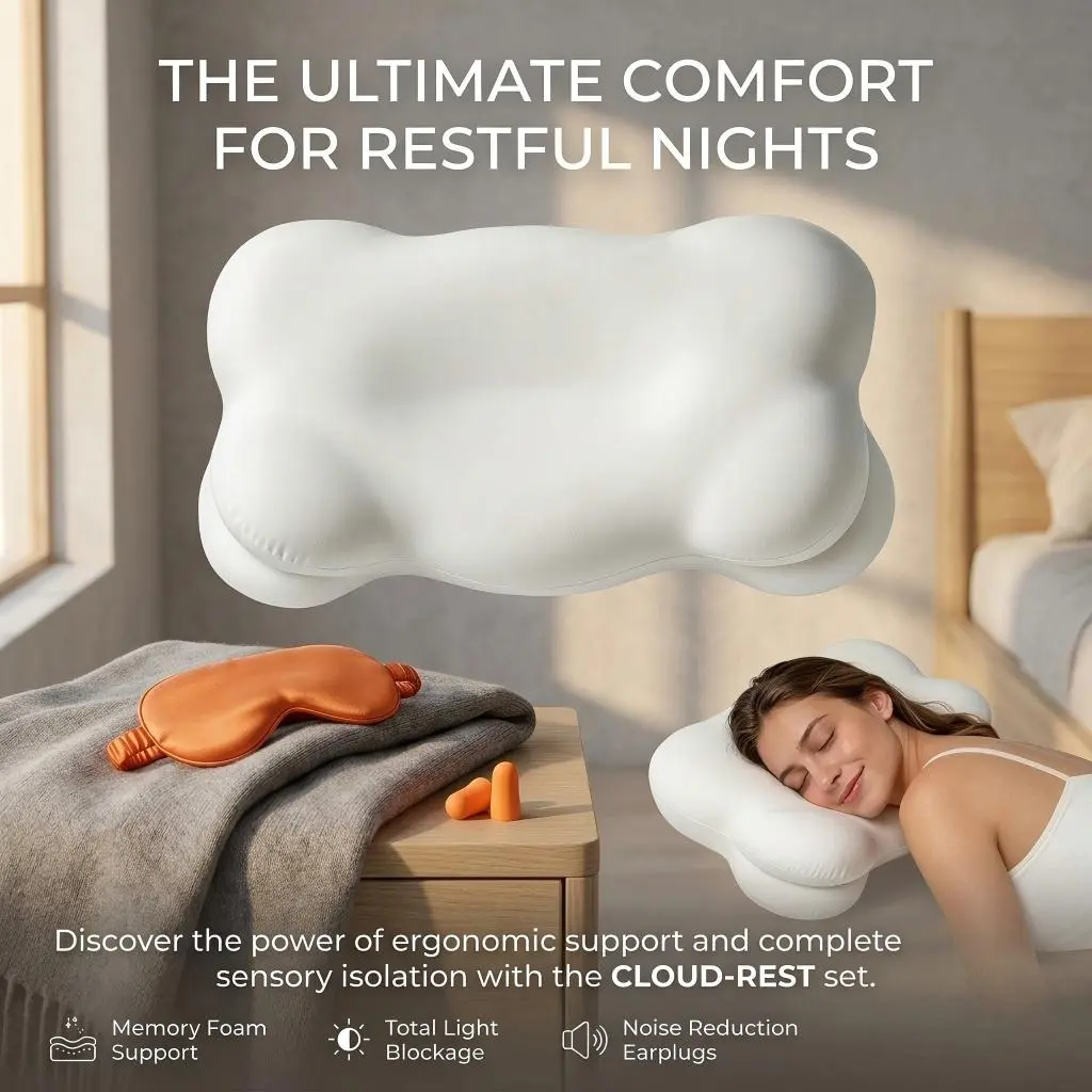 Cloud Pillow, Ergonomic Memory Foam Cervical Neck Support Pillow with Breathable Pillowcase, Dual Height Cloud Align Pillow for Side Back Stomach Sleepers