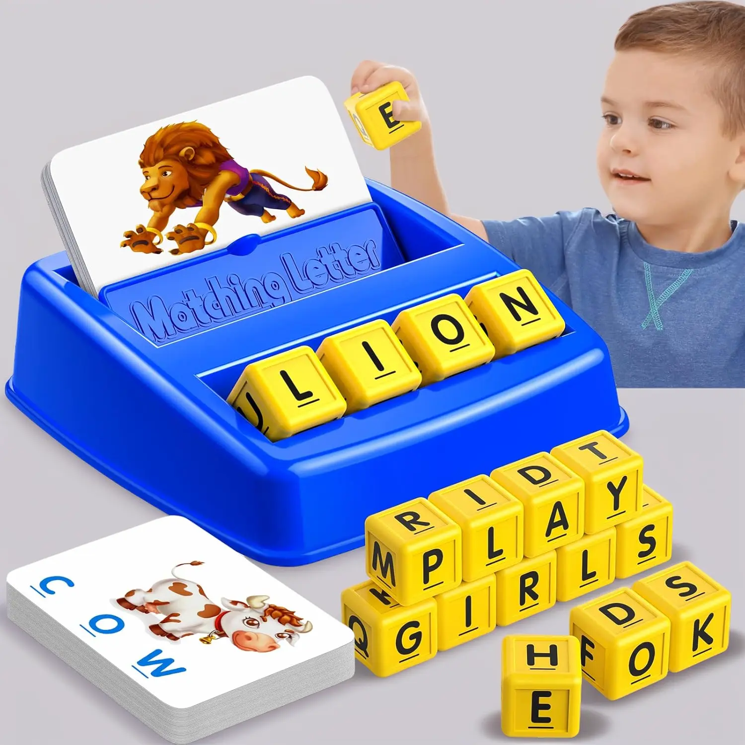 Alphabet Matching & Spelling Game Kit - Montessori Puzzle Pieces, Letter Tiles, 3-8 Year Olds' Educational Development Tool, Ideal Birthday/Easter Gift for Preschoolers