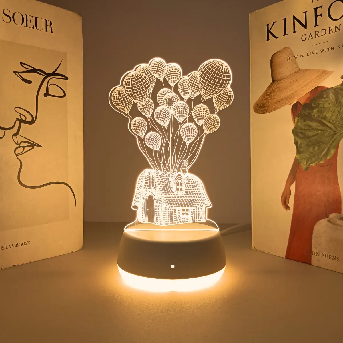 Modern Creative Balloon House 3D Warm Night Light, USB Powered, Switch Control, Decorative Bedroom & Living Room Lamp, Perfect Gift Idea