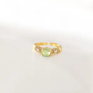 JADE DIAMOND RING | 18 Gold Filled Lucky ring Adjustable 4-10 - Attracts wealth, love, success, and emotional balance
