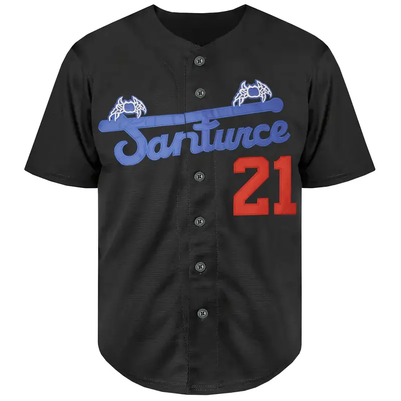 Men's Letter & Number Embroidery Contrast Binding Embroidered Baseball Jersey, Loose Casual Button Front Baseball Top for Training & Competition, Baseball Outfielder Equipment, Sports Tops, Embroidery Sportswear