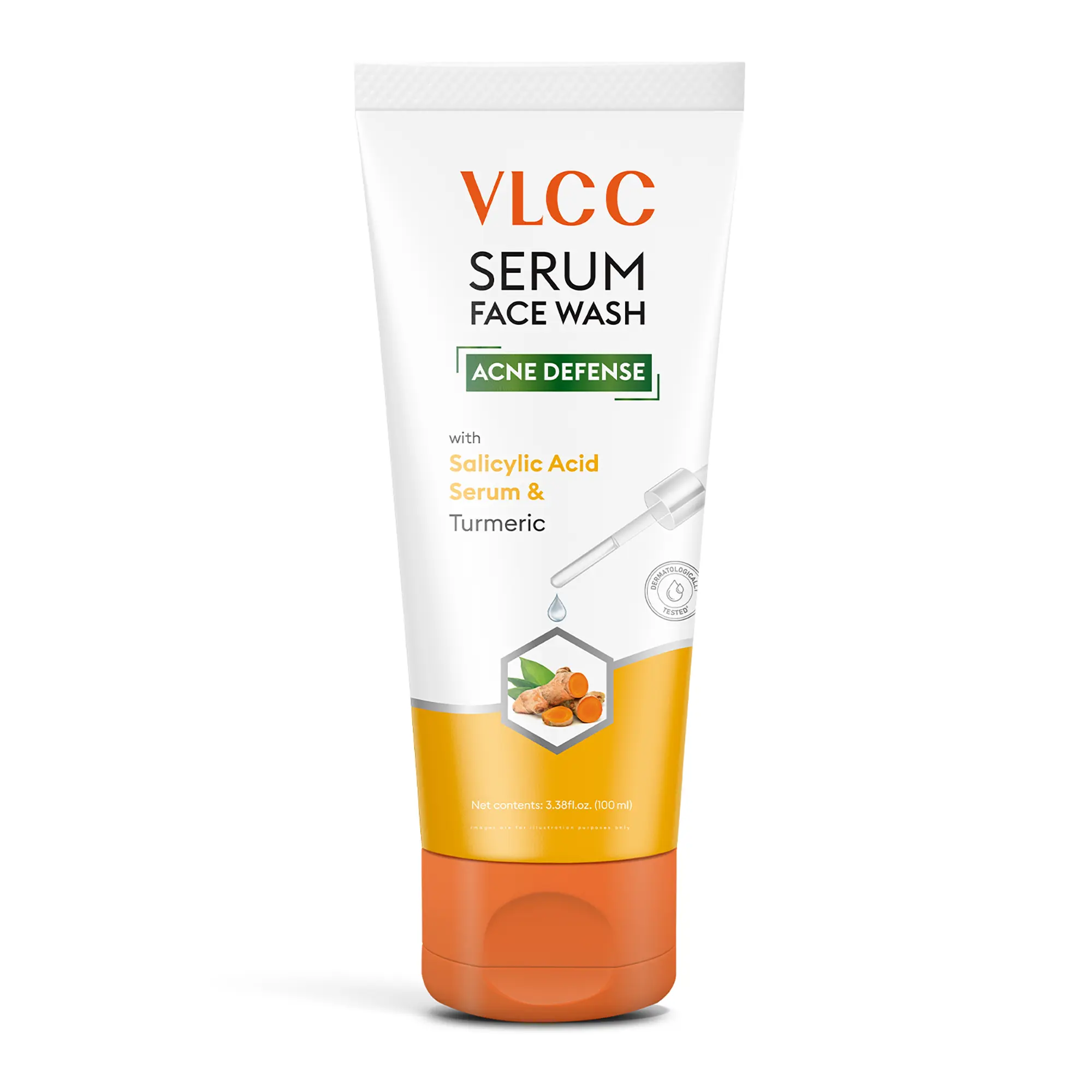 VLCC Acne Serum Face Wash - Gentle Exfoliating Face Cleanser - Facial Cleanser with Salicylic Acid and Turmeric - Even Complexion - 3.38 oz