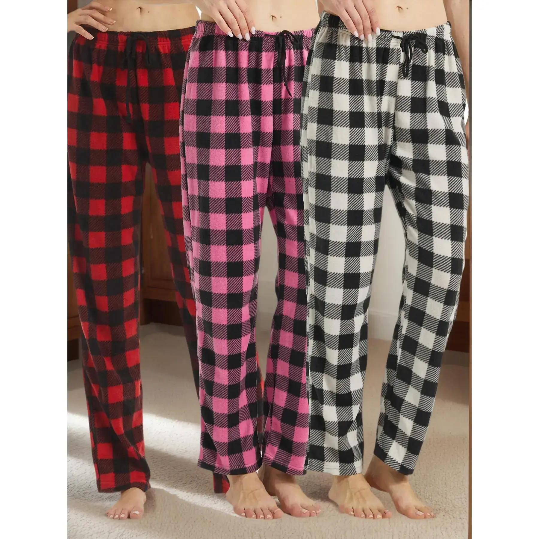 3 Pack Womens Fleece Pyjama Bottoms Ultra Soft Checked Lounge Pants Winetr Pyjamas for Women PJs Loungewear Pjs Trousers Pajamas 3 Pack Womens Fleece Pyjama Bottoms Ultra Soft Checked Lounge Pants Winetr Pyjamas for Women PJs Loungewear Pjs Trousers Pajamas