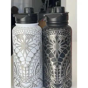 Polynesian Filipino Tribal Tattoo Lasered Water Bottle Full Wrap Design
