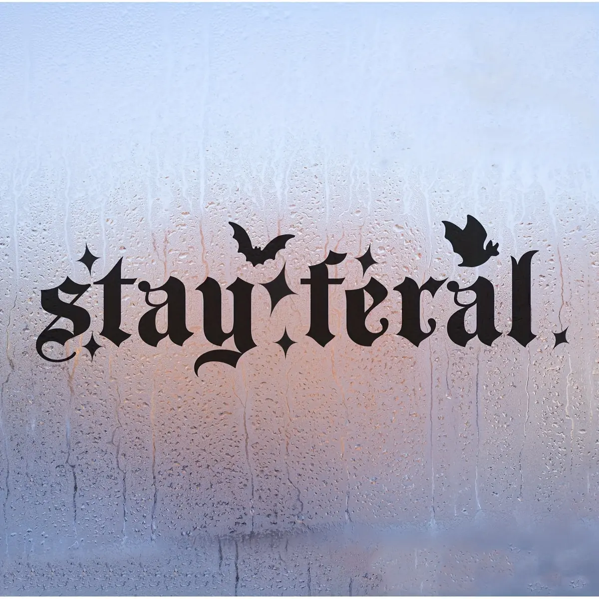 1PC Dark Gothic Wild Logo Sticker, Car decorative sticker, Sticker Decals, Automobile Decals, motorcycle windows, gothic script stay feral, bat & star decor, dark subculture lovers use as decoration, Decal For Cars, Car Vehicle Decoration