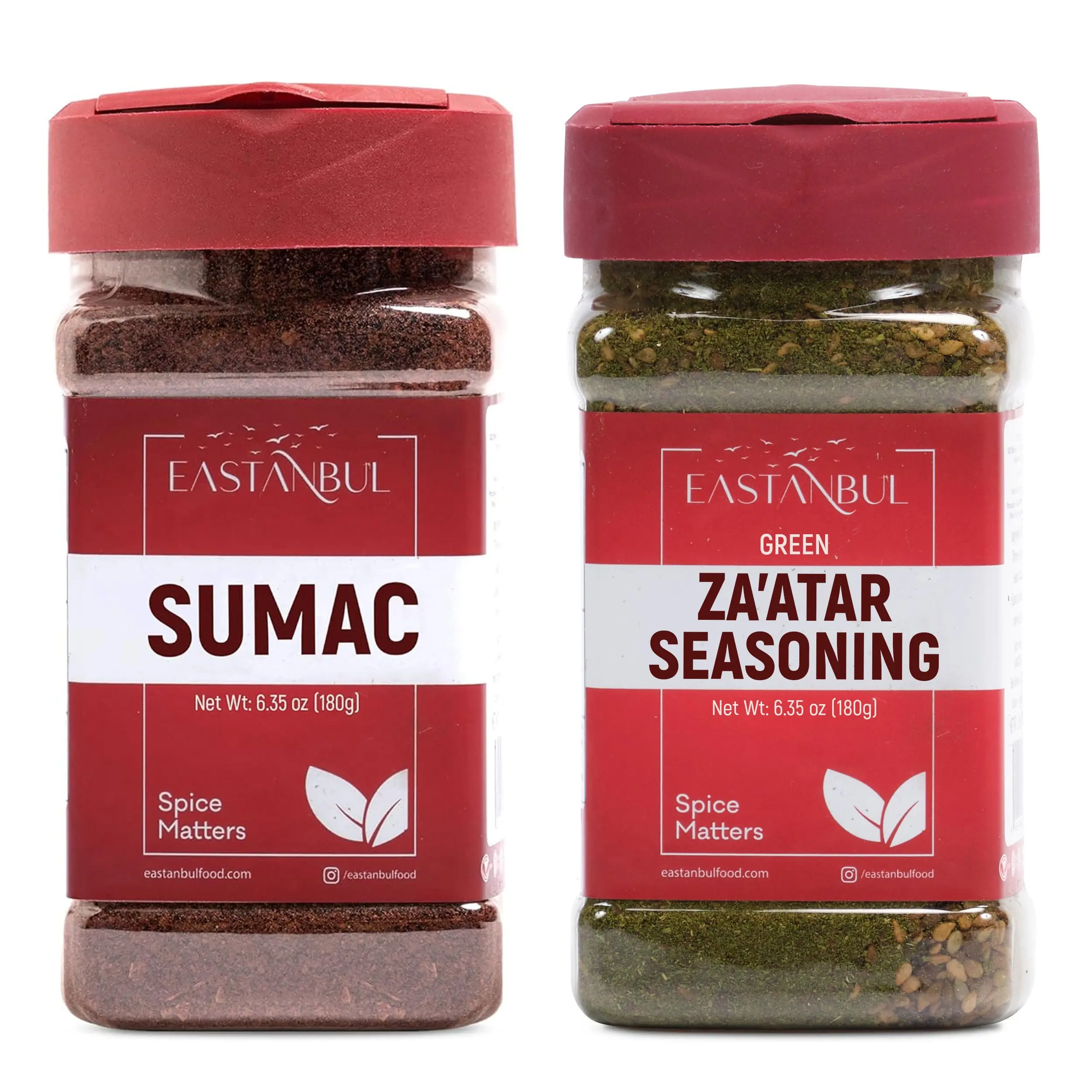 Eastanbul Sumac Powder, 6.4oz, and Zaatar Spice, 6.4oz, Spice Buddies Natural Dips