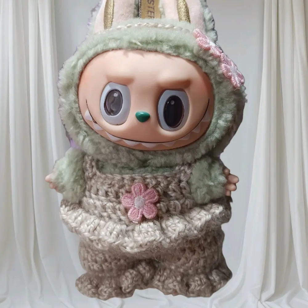 Adorable Labubu Crochet Outfit Handcrafted with Pink Flower Detail