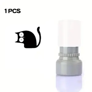 Cat Pattern Self-Inking Stamps, 6PCS Round Cute Stamp Set, Portable Stationery, Ideal for School, Home and Office Use
