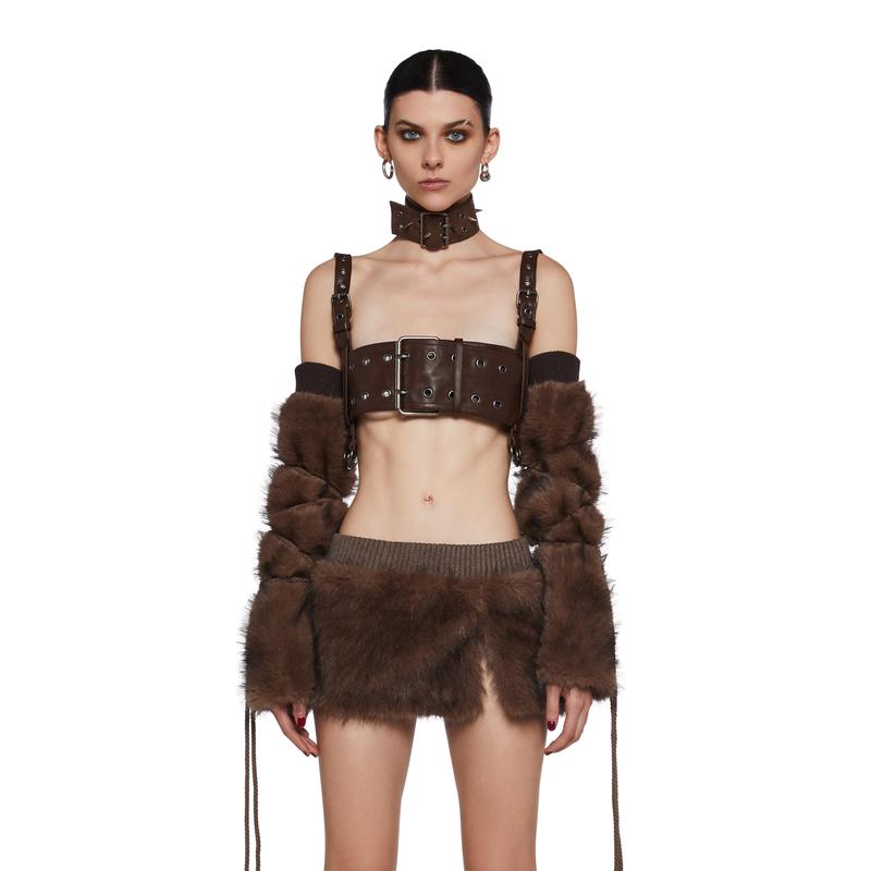 Chamber Faux Fur Arm Warmers - Dark Brown