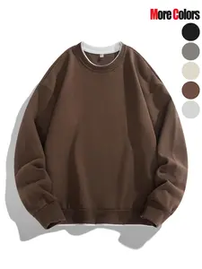 Men's Solid Color 2 in 1 Drop Shoulder Sweatshirt, Loose Casual Fashion Long Sleeve Round Neck Pullover for Daily Wear, Men's Top for All Seasons, Loose Fit Tops