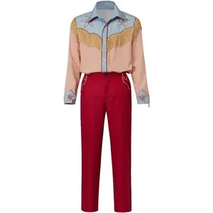 Back to the Future Marty McFly Cosplay Costume Men's Cowboy Shirt Red Pants Outfits Suit Adult Halloween Outfit