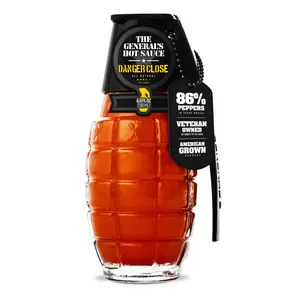 The General's Hot Sauce Danger Close Cayenne and Habanero Pepper Gourmet Sauce American Grown All Natural Flavor Spicy Sauce 86% Peppers Vegan Gluten Free, 6oz