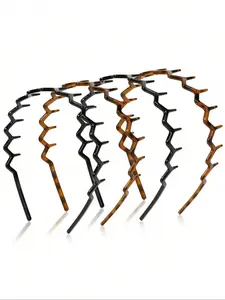 4 Piece Z-Shaped Headbands for Women Teenagers Girls Men, Anti-Slip Comb Hair Accessories, Plastic Hair Bands, Home Skincare Headband, Zigzag Headband