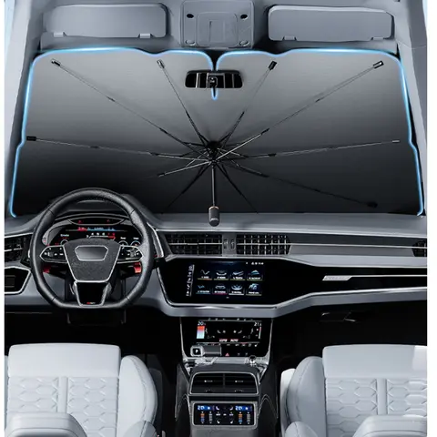 Foldable Windshield Sunshade with Compact Fold, Front Window Sun Shade for Car, Lightweight Portable UV Blocker Heat Shield Vehicle Accessory for SUV, Truck, Sedan