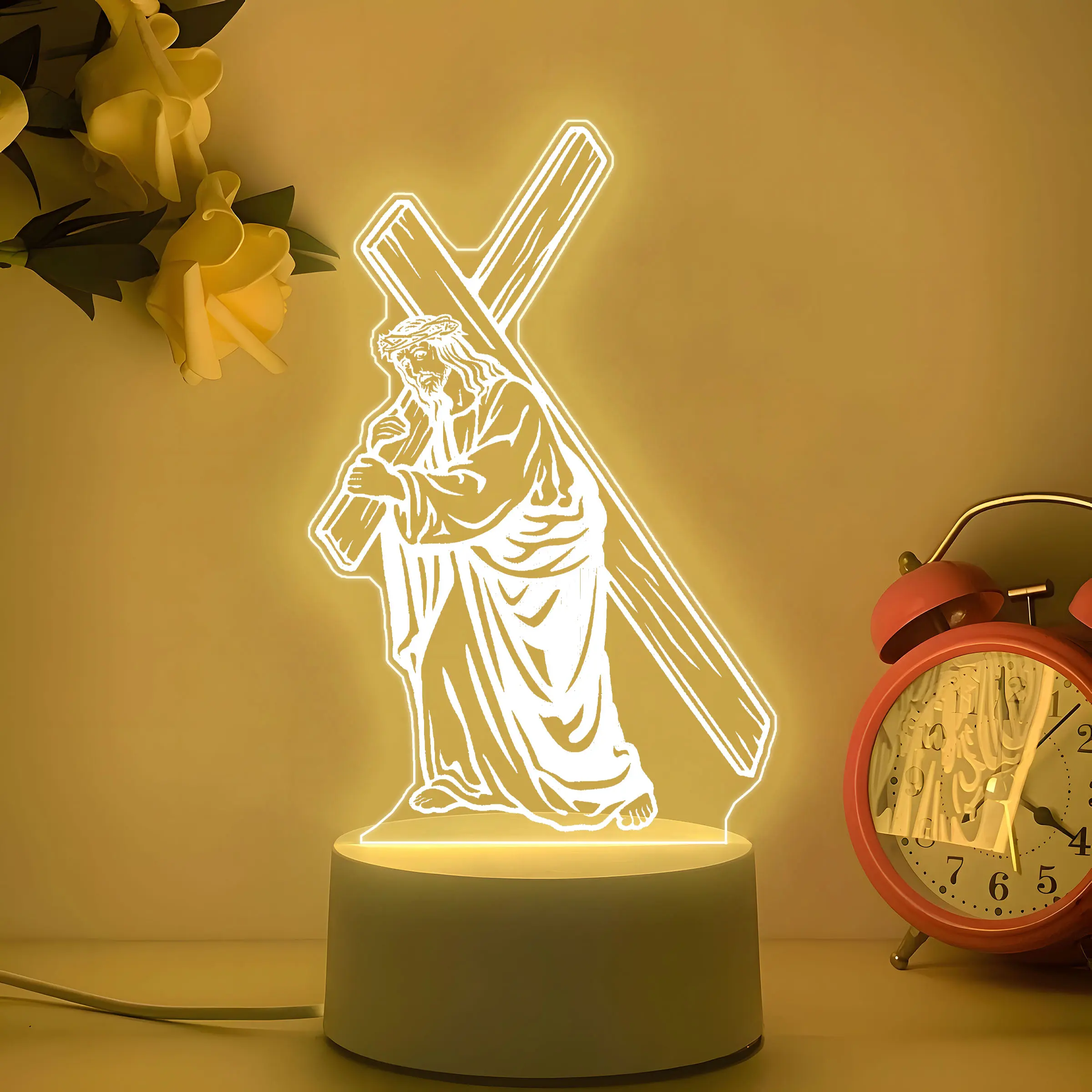 Jesus Night Light, Jesus Figure Night Light, Led Nightlight, Church Memorial Gift, Religious Home Decor, Energy Saving LED Desk Lamp, Christmas Present, Indoor Decorative Light