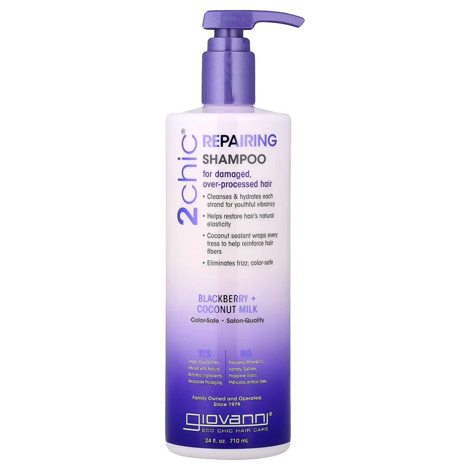 Giovanni 2chic®, Repairing Shampoo, For Damaged, Over-Processed Hair, Blackberry + Coconut Milk, 24 fl oz (710 ml)