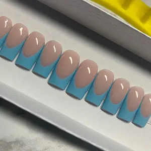 Blue French Press on Nails