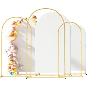 Set of 3 Metal Arch Backdrop Stand with Cover Set, (7.2FT, 6.6FT, 6FT Wedding Arch and Cover Set), Backdrop Arch for Party,  Shower, Birthday, and Graduation Ceremony