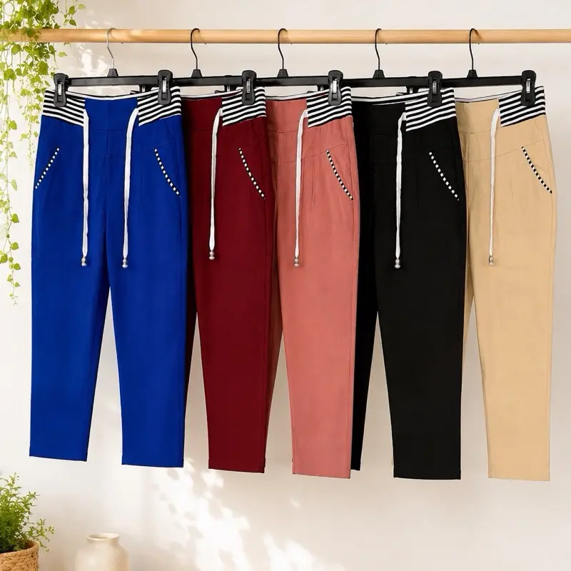5-Pack Women’s Stretch Capri Pants, Assorted Colors, Available in Sizes M/L, XL/XXL