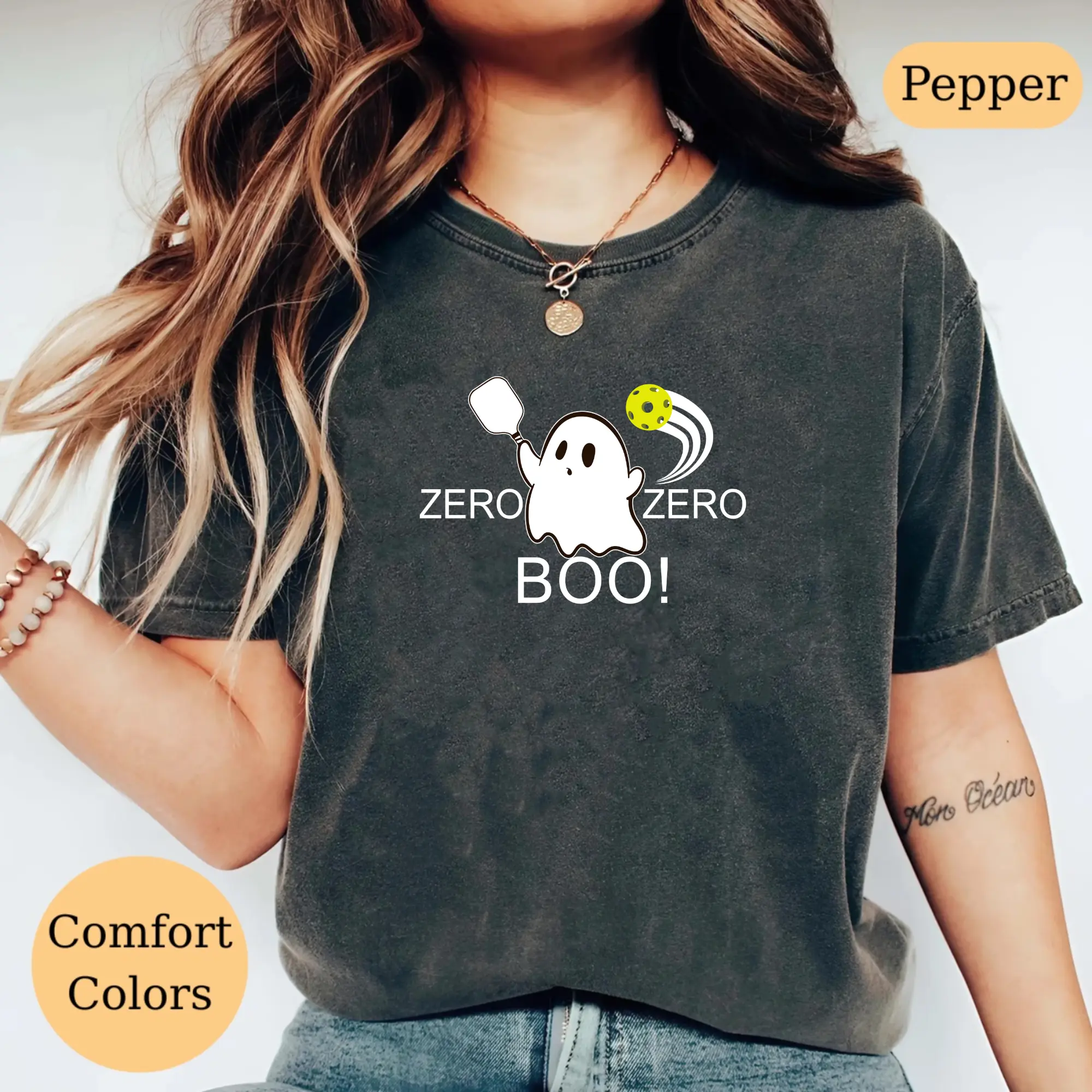 Zero Zero Boo Pickleball Shirt For Men For Women, Unisex Comfort Colors Crew Neck Tee, Cute Ghost, Trendy Player Gift