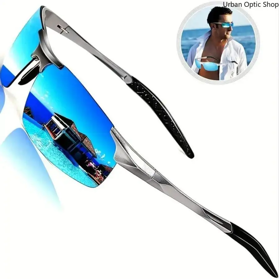 XUH Men's Polarized Sunglasses - Al-Mg Alloy Frame, UV400 Anti-Ultraviolet Protection, Ultra-Light HD Athletic Eyewear, Contemporary Shades for Driving, Fishing, Men's Sunglasses, Alloy Men's Sunglasses
