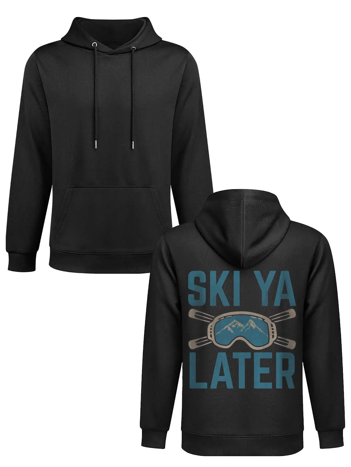 DDMYDAY a hoodie with goggles and the words ski later on it Long sleeves black clothing