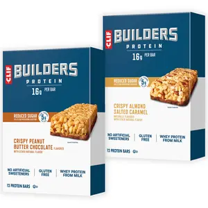 CLIF BUILDERS Crispy Variety Pack | Assorted Peanut Butter Chocolate & Almond Salted Caramel