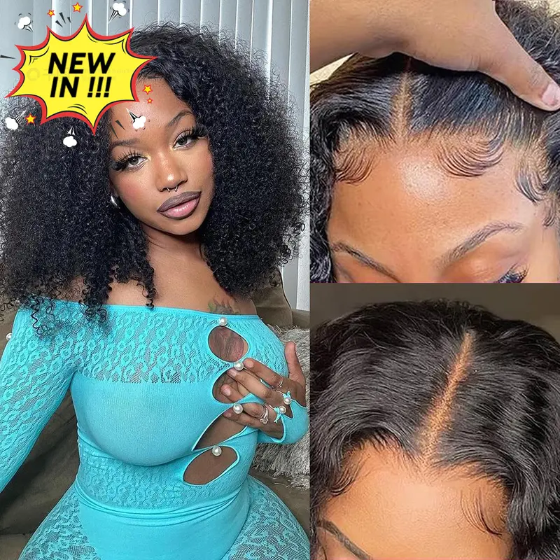 [NEW IN] Yawawe HAIR Clearance Wear And Go Glueless Wigs Bleached Tiny Knots Pre Cut transparent Lace Afro Curly Lace Front  Human Hair Wigs