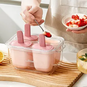 Home Ice Cream Mold, Dual-Layer Food-Grade Ice Tray DIY Ice Maker, with Lid Handle, Perfect for Homemade Treats