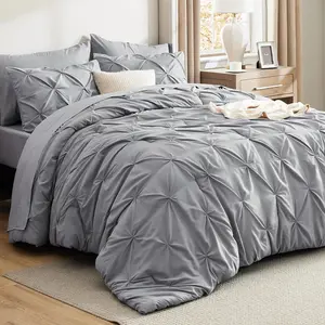 King Size Comforter - Sets King 7, Pintuck a Bag Grey with Comforter,, Pillowcases  Shams