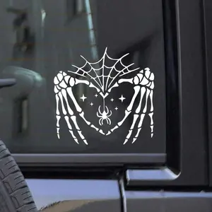 Spider & Skull Hand Pattern Car Sticker, Car Exterior Decorative Sticker, Premium Skull Stickers, Car Exterior Decoration Accessories for Car, Motorcycle, Laptop, Water Bottle, Refrigerator, Decal for Cars