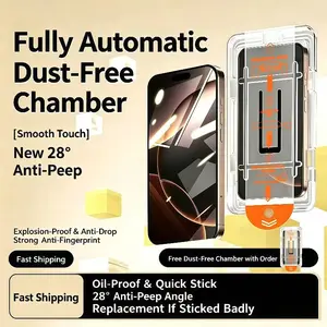 28°C dust-free chamber anti-peep film is suitable for IPhone 16E 16 PRO MAX 17 15 14 13 12 11 PRO MAX PRO PLUS 17AIR X XR XS MAX Explosion-proof, scratch-proof, fingerprint-proof, oil-resistant instant-apply tempered glass screen protector