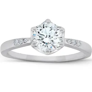 1.10Ct TDW Diamond Round Cut Engagement Ring White Gold Lab Grown