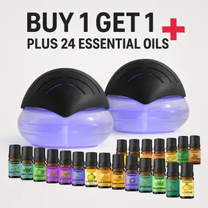 [BOGO] Air Purifier, Water Filter, Aroma Diffuser with LED Light & Essential Oils for Home Bedroom Office Pets Smokers Minimalist Design with Transparent Tank and One Button Control - Humidifier