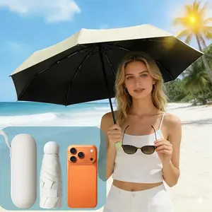 Travel Umbrella Portable Compact Umbrellas Pocket Mini for Purse Umbrellas for UV Small Backpack with Case Folding for Women, Men & Kids