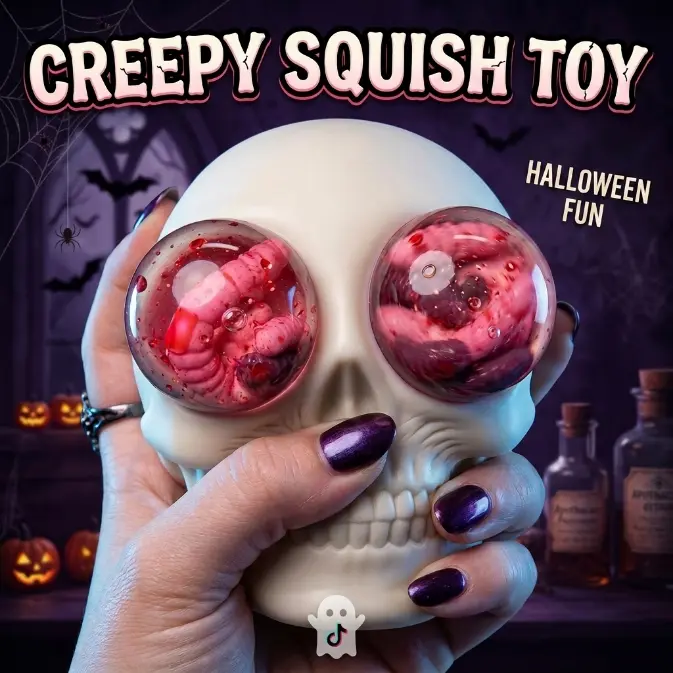 Slime Funny Skull Squeeze Toy with Popping Eyes DurableTPR Squishy Fidget Toy for Stress Relief, Creative Gag GiftsSensory Novelty Toys Party Favors for Friends Coworkers