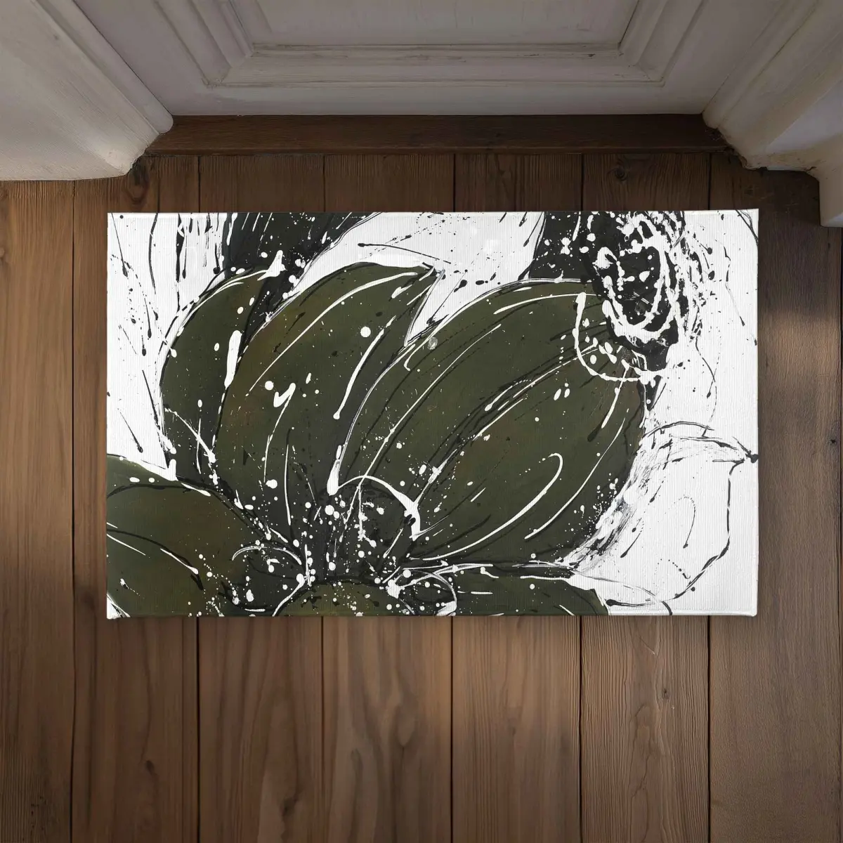 Begin Home Decor CODM2134NFI82C 21 x 34 in. Abstract Flower with Paint Splash - Modern Floral Door Mat