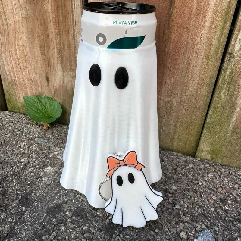 Ghost Drinkware Can Holder with Keychain Tab Opener