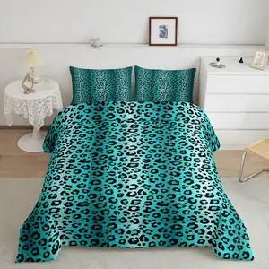 Safari Animal Fur Print Bedding Set for Boys Girls Teens,Leopard Comforter Set,Cheetah Stripes Print Comforter,Wildlife Duvet Set