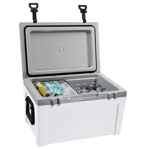 Insulated Portable Cooler, 52 qt, Holds 50 Cans, Ice Retention Hard Cooler with Heavy Duty Handle, Ice Chest Lunch Box for Camping, Beach, Picnic, Travel, Outdoor, Keeps Ice for up to 6 Days
