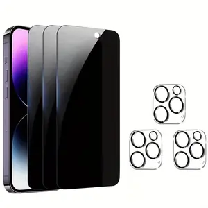 Anti-Spy Tempered Glass Privacy Screen Protector and Camera Lens Protector, Suitable for iPhone 17/16/15/14/13/12/11 Pro Max, HD Clarity, Easy Installation, 3-Pack