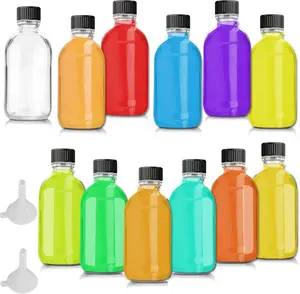 12 Pack 2 oz Glass Bottles with Lids and Funnels, 60ml Glass Shot Bottles with Caps, Leak Proof Mini Travel Bottles Perfect for Diy Essential Oils, Perfumes, Ginger Shots, Whiskey and Juices