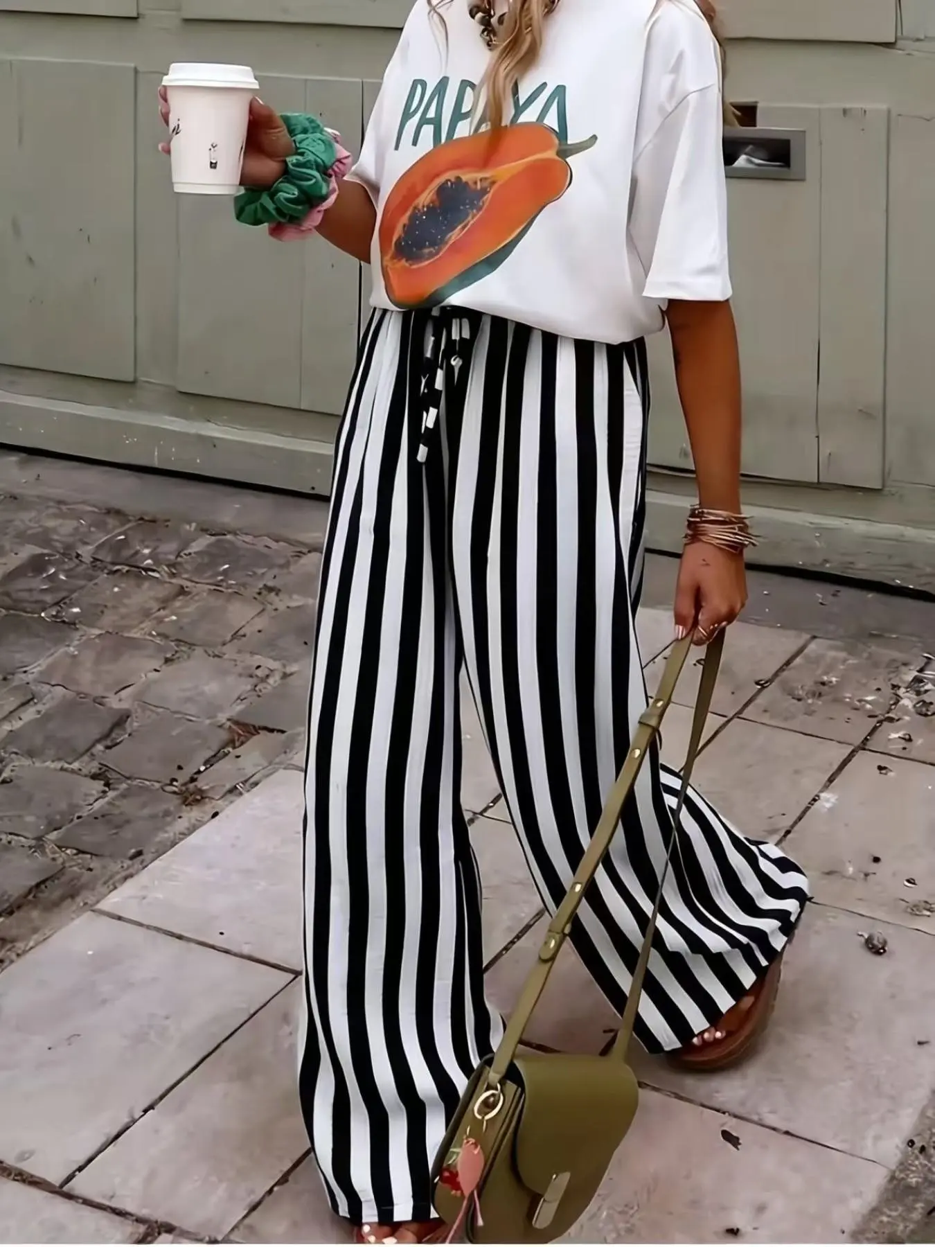 Women's New Casual Striped Wide Leg Long Pants, Stylish Comfy Trousers for Spring & Fall Daily Wear Casual Fashion Trousers
